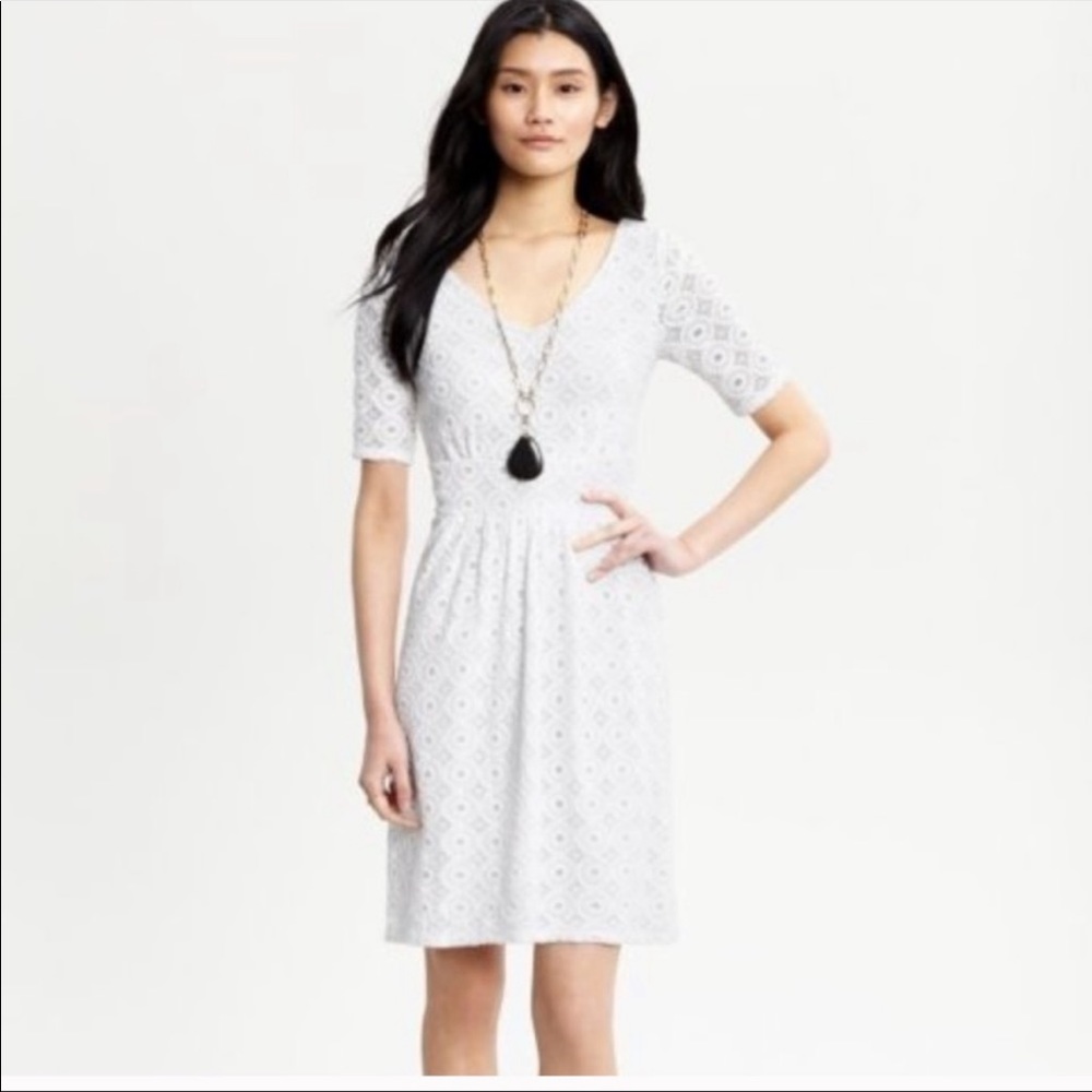 Banana Republic Mad Men White Circle Lace Dress 0P